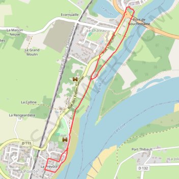 Itinéraire Bouchemaine - La Pointe, distance, dénivelé, altitude, carte, profil, trace GPS