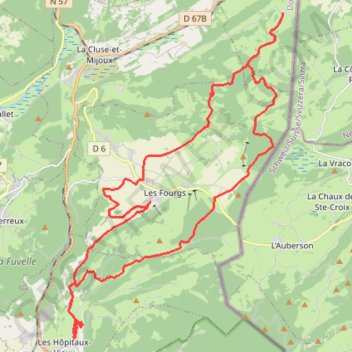 Itinéraire Le grand circuit des Fourgs, distance, dénivelé, altitude, carte, profil, trace GPS