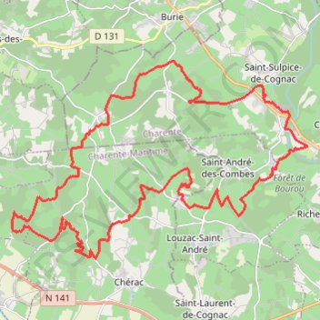 Itinéraire St Sulpice bois sud St Sauvant, distance, dénivelé, altitude, carte, profil, trace GPS