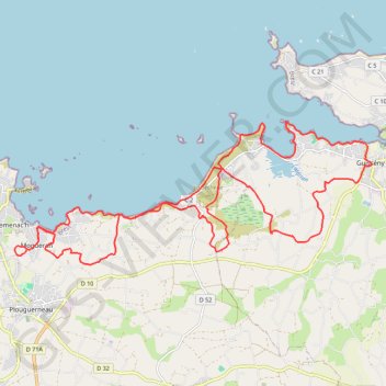 Itinéraire Plouguerneau, distance, dénivelé, altitude, carte, profil, trace GPS