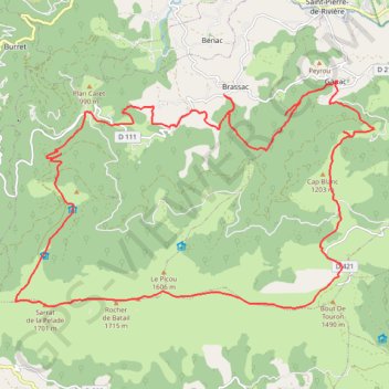 Itinéraire Burges - Rocher de Batail - Cap Blanc - Ganac, distance, dénivelé, altitude, carte, profil, trace GPS