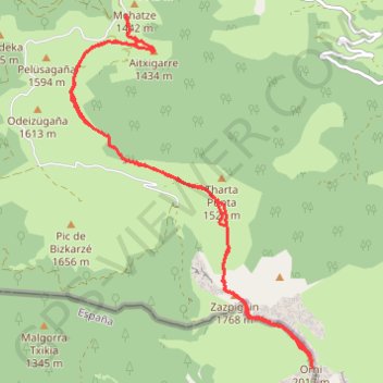 Itinéraire 1000 Pic d'Orhy, distance, dénivelé, altitude, carte, profil, trace GPS