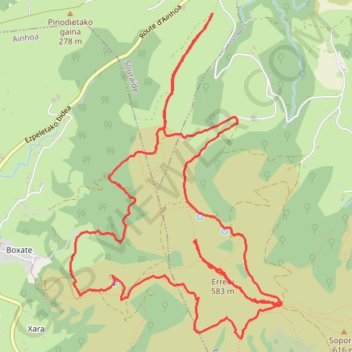 Itinéraire Tour et sommet de l'Errebi depuis Pinodieta, distance, dénivelé, altitude, carte, profil, trace GPS