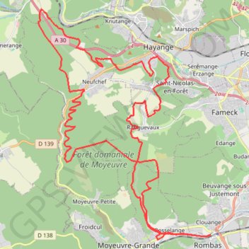 Itinéraire La forêt de Neufchef - Rombas, distance, dénivelé, altitude, carte, profil, trace GPS