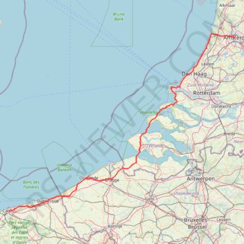 Itinéraire Itinéraire de Hoofdweg 182III, 1057 DD Amsterdam, Pays-Bas à 9 Rue Louguet, 62100 Calais, France, distance, dénivelé, altitude, carte, profil, trace GPS