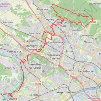 Itinéraire 57 km et 640 m 19 nov Foret de Montmorency par accès direct (version été, donc pistes) Ch de la Chasse, distance, dénivelé, altitude, carte, profil, trace GPS