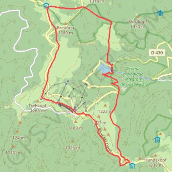 Itinéraire Le lac de la Lauch depuis le Markstein, distance, dénivelé, altitude, carte, profil, trace GPS