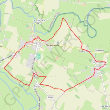 Itinéraire Trévières (14710), distance, dénivelé, altitude, carte, profil, trace GPS