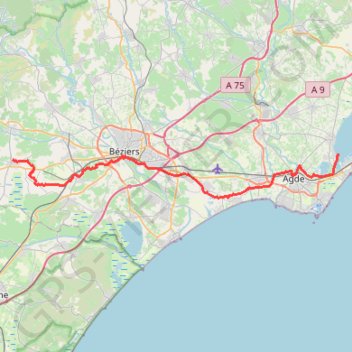 Itinéraire Canal du Midi - Capestang - Les Onglous, distance, dénivelé, altitude, carte, profil, trace GPS