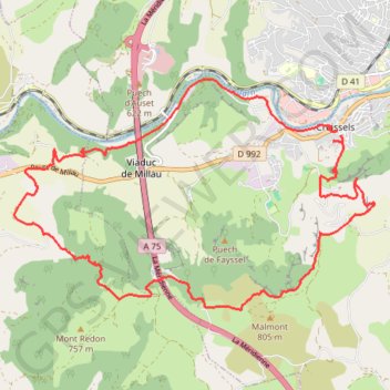 Itinéraire Autour du viaduc de Millau, distance, dénivelé, altitude, carte, profil, trace GPS