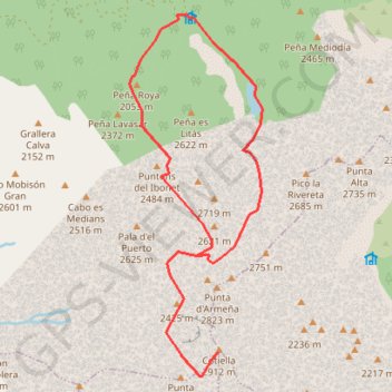 Itinéraire Cotiella depuis le refuge de Lavasar, distance, dénivelé, altitude, carte, profil, trace GPS