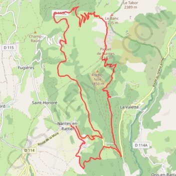 Itinéraire Piquet de Nantes (Isère), distance, dénivelé, altitude, carte, profil, trace GPS