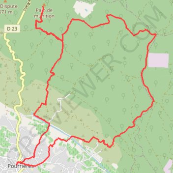 Itinéraire Pourrières, le Pain de Munition et la Palière, distance, dénivelé, altitude, carte, profil, trace GPS
