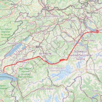 Itinéraire LSGL - LSPV, distance, dénivelé, altitude, carte, profil, trace GPS