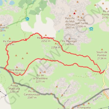 Itinéraire Pic Astu, distance, dénivelé, altitude, carte, profil, trace GPS