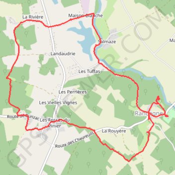Itinéraire Randonnée à Rancogne (Charente), distance, dénivelé, altitude, carte, profil, trace GPS