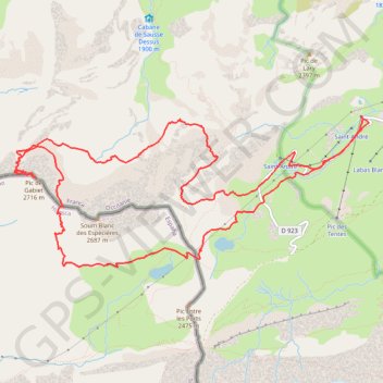 Itinéraire Pic de Gabiet par le col des Espécières et St André, distance, dénivelé, altitude, carte, profil, trace GPS