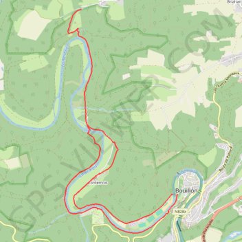 Itinéraire Bouillon2, distance, dénivelé, altitude, carte, profil, trace GPS