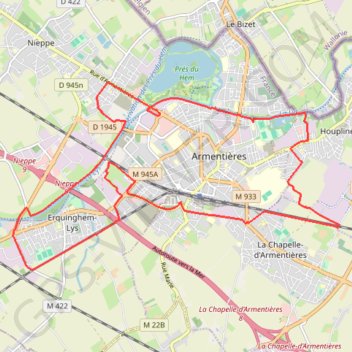 Itinéraire Circuit entre Lys et Voie verte - Armentières, distance, dénivelé, altitude, carte, profil, trace GPS