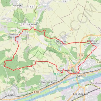 Itinéraire Hardricourt, distance, dénivelé, altitude, carte, profil, trace GPS