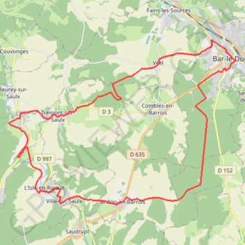 Itinéraire Renaissance de Bar-le-Duc et de ses alentours, distance, dénivelé, altitude, carte, profil, trace GPS