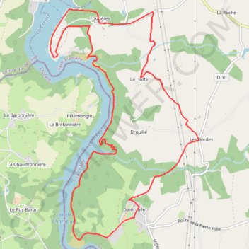 Itinéraire Le rocher de la Fileuse - Fougères, distance, dénivelé, altitude, carte, profil, trace GPS