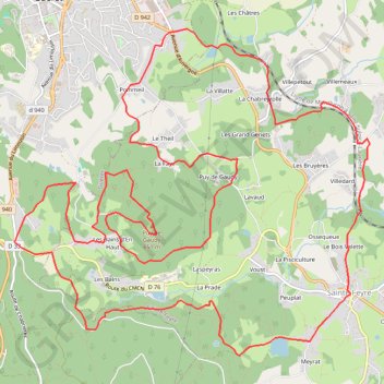 Itinéraire Monts de Guéret - Sainte-Feyre, distance, dénivelé, altitude, carte, profil, trace GPS