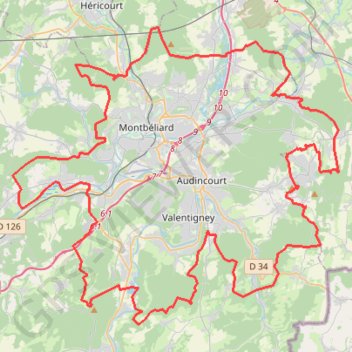 Itinéraire Pays de Montbéliard agglomération, distance, dénivelé, altitude, carte, profil, trace GPS