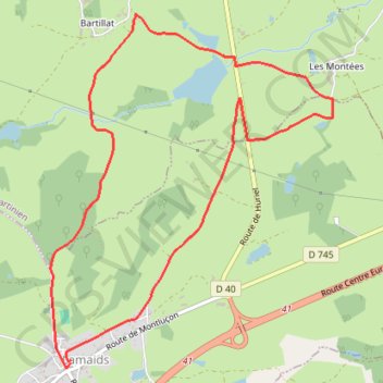 Itinéraire Lamaids Le bois de la Garenne JFB, distance, dénivelé, altitude, carte, profil, trace GPS