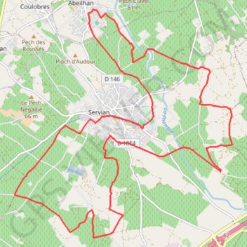 Itinéraire Les croix de Servian, distance, dénivelé, altitude, carte, profil, trace GPS