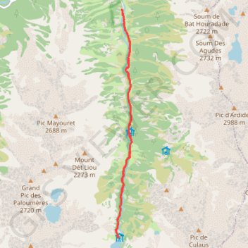 Itinéraire Lac d'Estom - Vallée de Lutour, distance, dénivelé, altitude, carte, profil, trace GPS
