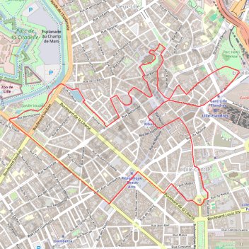 Itinéraire Lille et ses monuments, distance, dénivelé, altitude, carte, profil, trace GPS