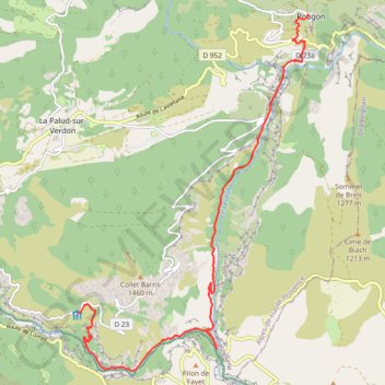 Itinéraire Le Grand Canyon du Verdon, distance, dénivelé, altitude, carte, profil, trace GPS