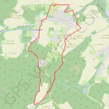 Itinéraire Circuit de Thiescourt, distance, dénivelé, altitude, carte, profil, trace GPS