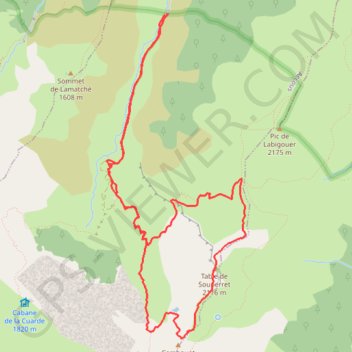 Itinéraire Table de Souperret en circuit depuis Aumet, distance, dénivelé, altitude, carte, profil, trace GPS