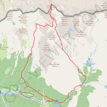 Itinéraire Guilié - Tour du Pelago, distance, dénivelé, altitude, carte, profil, trace GPS