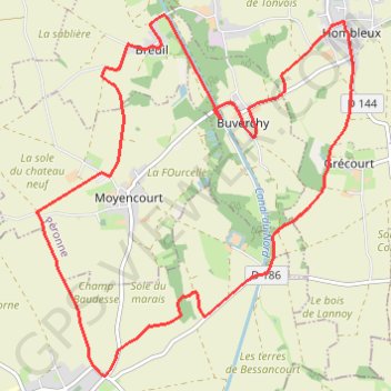 Itinéraire Circuit de la Croix Saint-Claude - Hombleux, distance, dénivelé, altitude, carte, profil, trace GPS
