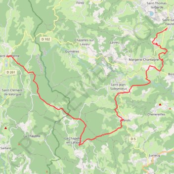 Itinéraire Saint Antheme Saint Geoges Hauteville, distance, dénivelé, altitude, carte, profil, trace GPS