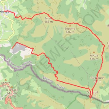 Itinéraire Carrière de Dancharia - Ainhoa, distance, dénivelé, altitude, carte, profil, trace GPS