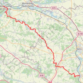 Itinéraire GRP de l'Orvanne, distance, dénivelé, altitude, carte, profil, trace GPS