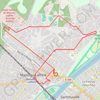 Itinéraire Maison lafitte, distance, dénivelé, altitude, carte, profil, trace GPS