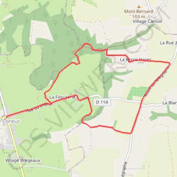 Itinéraire La jambe de Loup - Le Loreur, distance, dénivelé, altitude, carte, profil, trace GPS