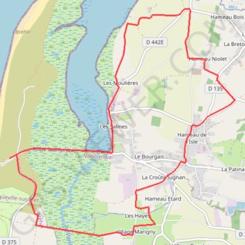 Itinéraire Le Havre de la Vanlée - Bricqueville-sur-Mer, distance, dénivelé, altitude, carte, profil, trace GPS