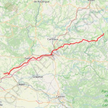 Itinéraire Villefranche de Panat - Buzet sur Tarn-18853389, distance, dénivelé, altitude, carte, profil, trace GPS