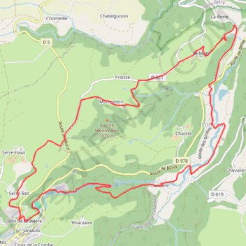 Itinéraire Saint-Pierre-Colamine - Fraisse - Chiloza, distance, dénivelé, altitude, carte, profil, trace GPS