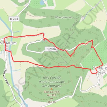 Itinéraire La crête des Éparges, distance, dénivelé, altitude, carte, profil, trace GPS