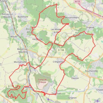 Itinéraire Rando à Beynes, distance, dénivelé, altitude, carte, profil, trace GPS
