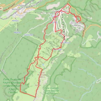 Itinéraire Col de la Faucille Mont rond petit Mont rond, distance, dénivelé, altitude, carte, profil, trace GPS