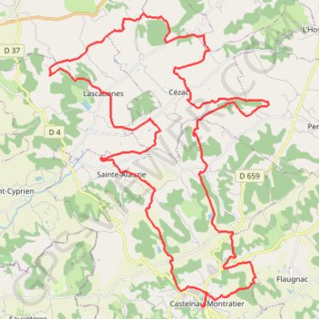 Itinéraire Castelnau-Montratier, distance, dénivelé, altitude, carte, profil, trace GPS