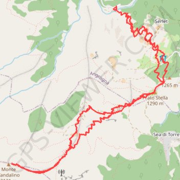 Itinéraire Monte Vandalino, distance, dénivelé, altitude, carte, profil, trace GPS